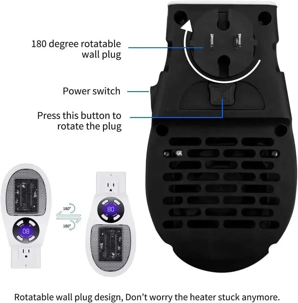 500W Portable Heater Electric Heater with Adjustable Thermostat Timer and Led Display Home Electric Heater Household Appliances