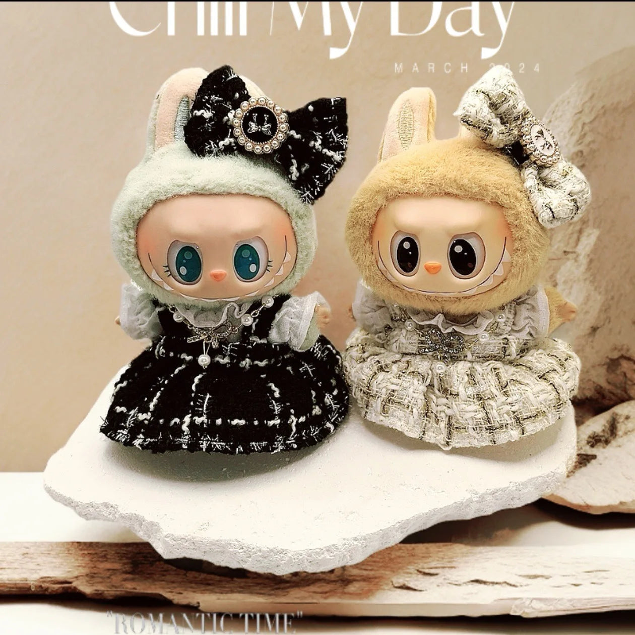 Labubu Doll Clothes For 17cm Labubu Accessories Classic Dress Grid Style Suit Skirt DIY Mini Dolls Clothing