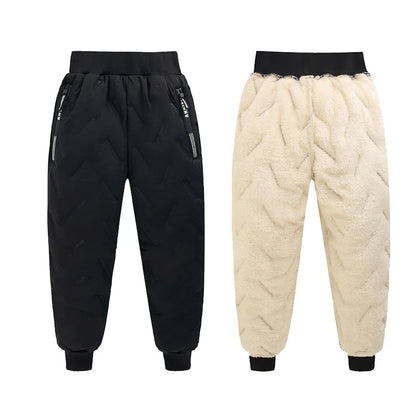 Winter Children Cotton Thick Pants Boys Padded Thickened Pants Teen Kids Cotton Lamb Wool Cotton Trousers