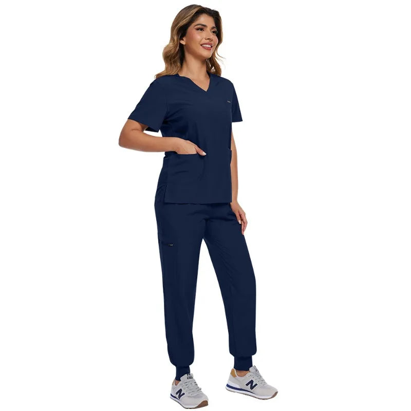Surgical Scrubs Unisex - Quick-Dry Dental Clinic & ER Workwear Split Set W/Short Sleeve & Anti-Microbial 6 Pockets