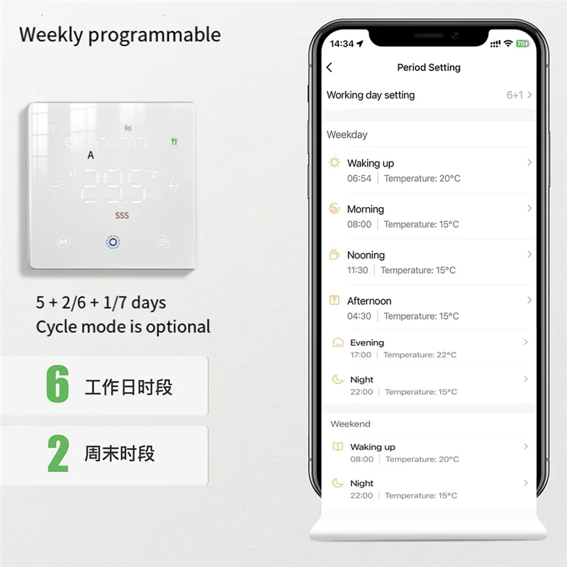 3CGRO-Tuya Zigbee Smart Thermostat For Water/Electric Floor Heating Gas Boiler Remote Temperature APP Voice Controller