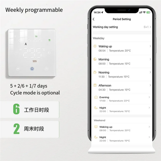 3CGRO-Tuya Zigbee Smart Thermostat For Water/Electric Floor Heating Gas Boiler Remote Temperature APP Voice Controller