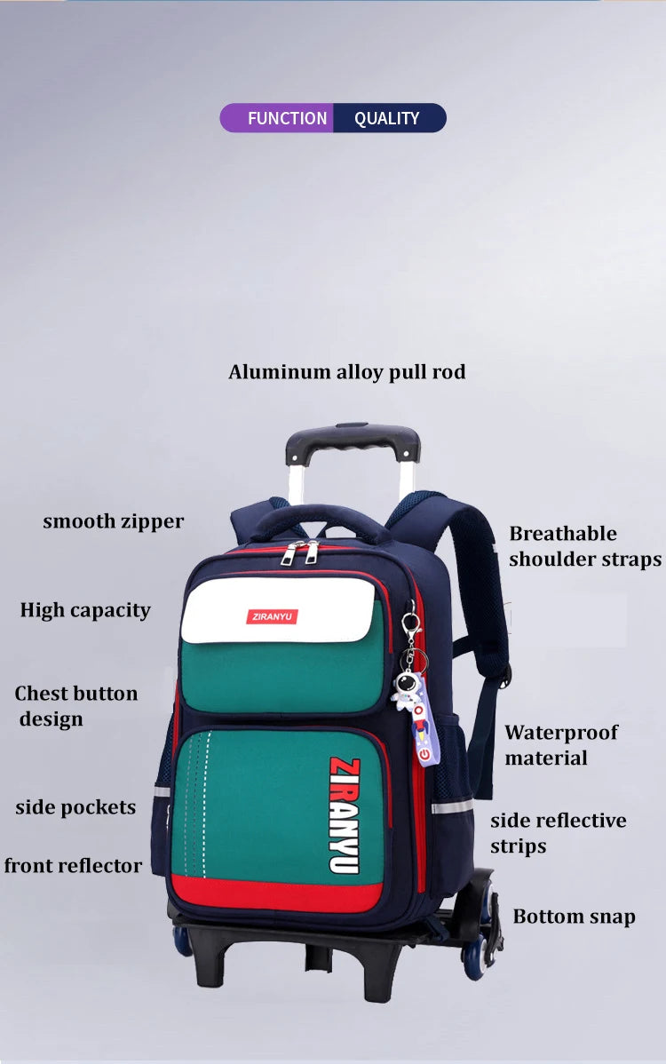 Student Rolling Backpacks for Primary School Children Trolley School Backpack Wheeled Bag Back To School Backpacks with Wheels