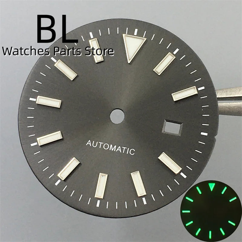 BLIGER 24.5mm Watch Dial Hand Set Sunburst Gray Rose White Mother Pearl Dial Roman Diamond Index Fit NH05 Movement Women Watches