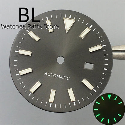 BLIGER 24.5mm Watch Dial Hand Set Sunburst Gray Rose White Mother Pearl Dial Roman Diamond Index Fit NH05 Movement Women Watches