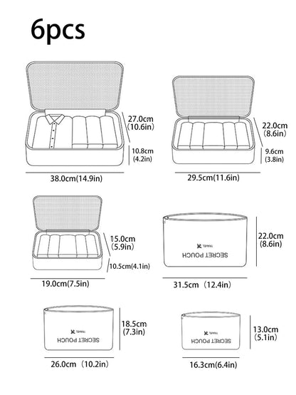 6PCS Packing Cubes for Travel Luggage Organiser Bag Compression Pouches Clothes Suitcase Packing Organizers Storage Bags for Tra