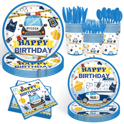 Police Party Birthday Decorations Tableware Police Party Plates Napkins Party Supplies Police Officer Theme Birthday Party Decor