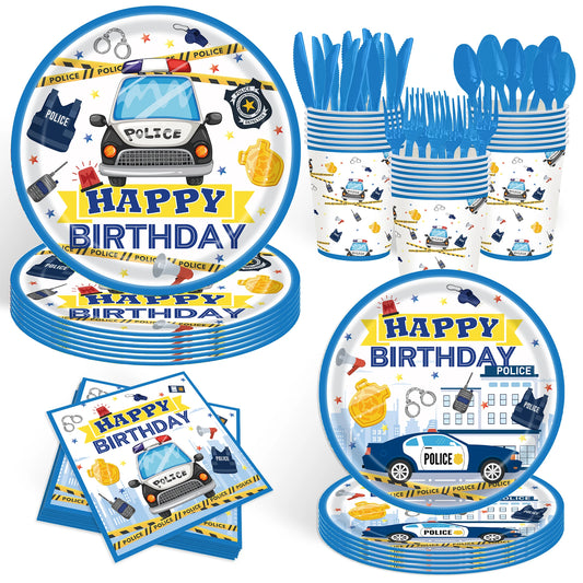 Police Party Birthday Decorations Tableware Police Party Plates Napkins Party Supplies Police Officer Theme Birthday Party Decor