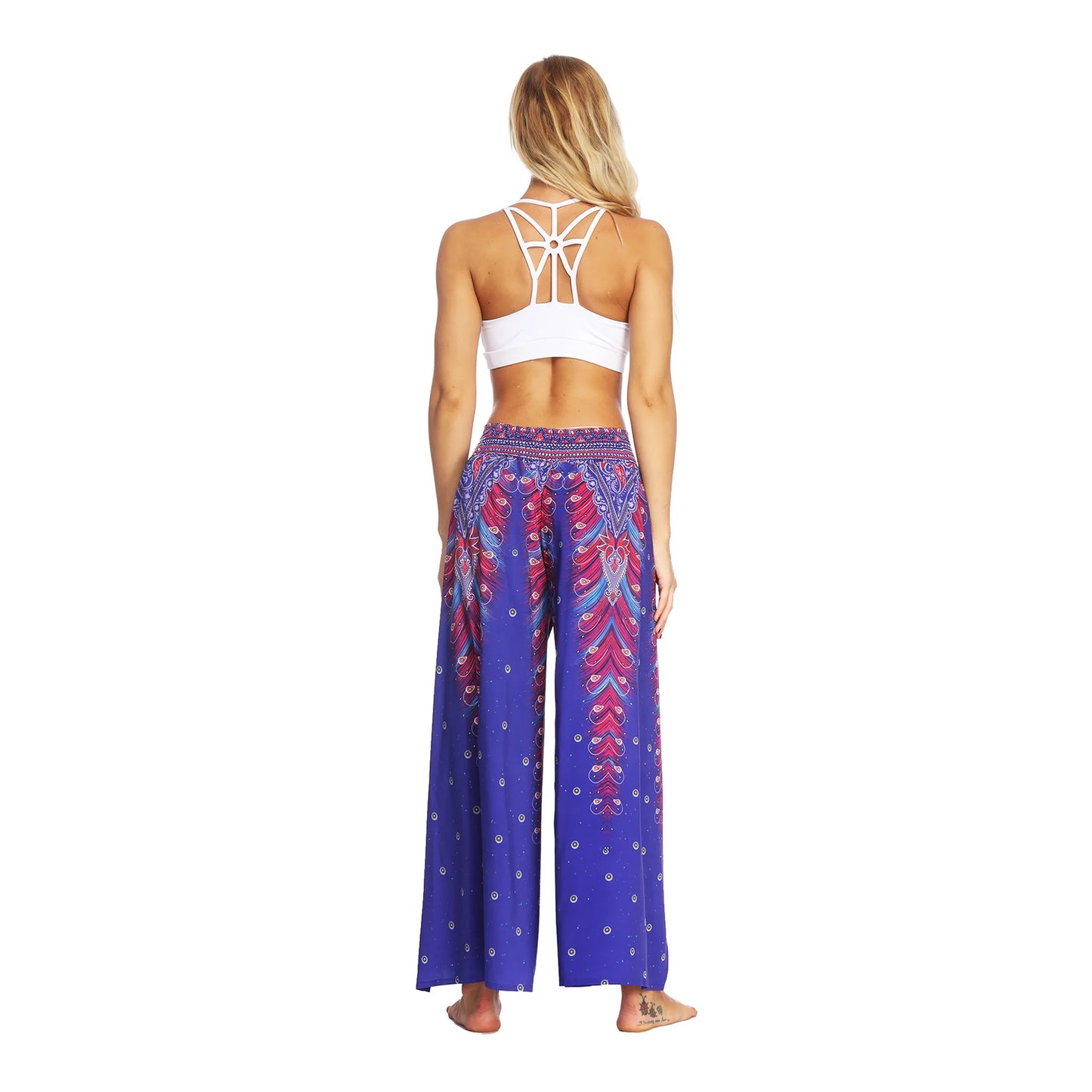 Boho Pants Wide Leg Palazzo Pants with Slits for Women Flowy Hippie Dance Pants,Bohemian Gypsy Yoga Pants