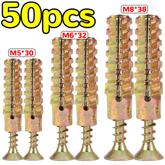 Heavy Duty Steel Wall Anchor with Screws Kit Metal Tube Expansion Self Tapping Screw Drywall Drilling Plug Fastener Bolt Anchors