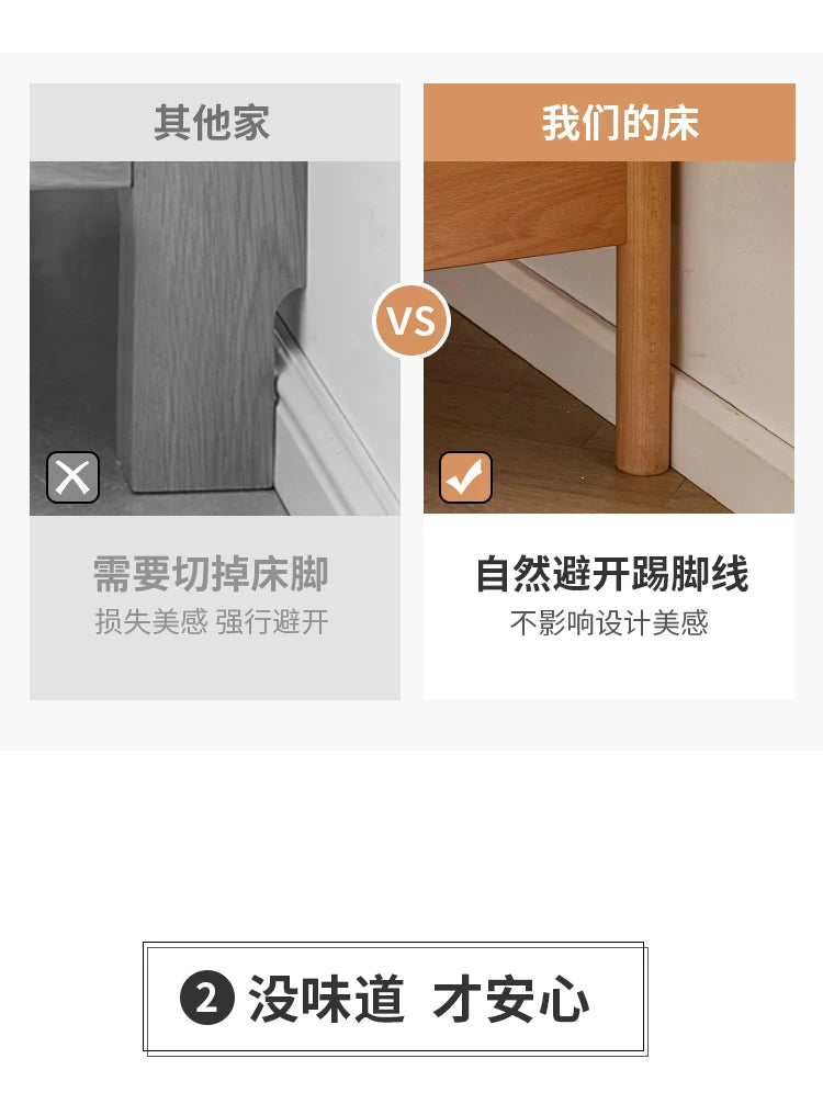 Solid wood bed 1.8 meters double  master bedroom Nordic room modern simple single bed 1.2m 1.5m