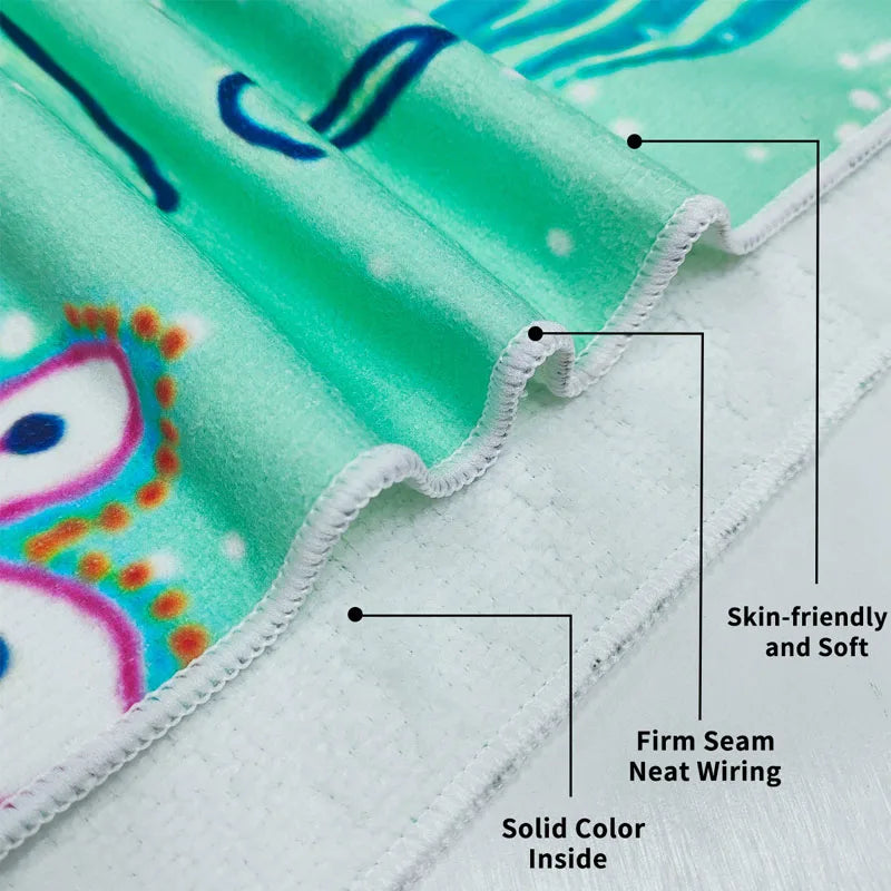 Beach Towel 2-in-1 Foldable One-piece Bag Printed Bath Towels Portable Pool Storage Blanket Multi-Purpose Shower Rug