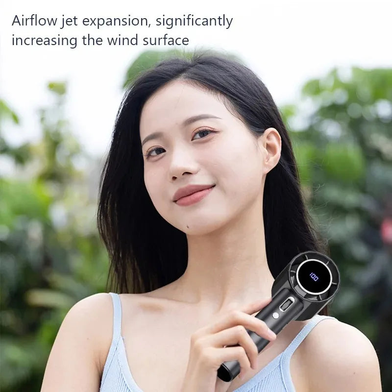 Mini Handheld Fan Portable Personal Highspeed Fan With Power Display USB Rechargeable Mute Handheld Fan Air Calculating Fan