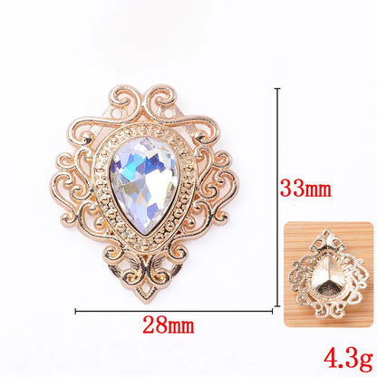 33*28mm Droplet diamond pendant accessories, flat bottom brooch accessories, DIY accessories, headwear accessories 10PCS