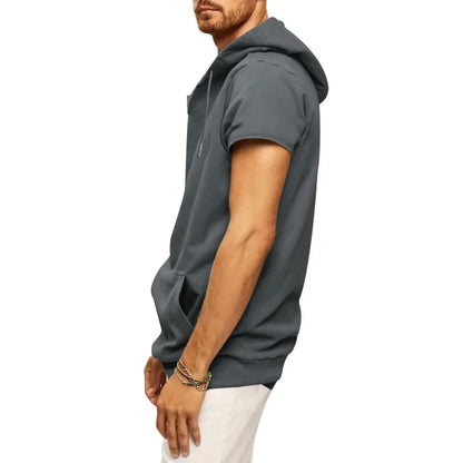 2024 Amazon New Men's Athleisure European and American Hooded Loose Short Sleeves