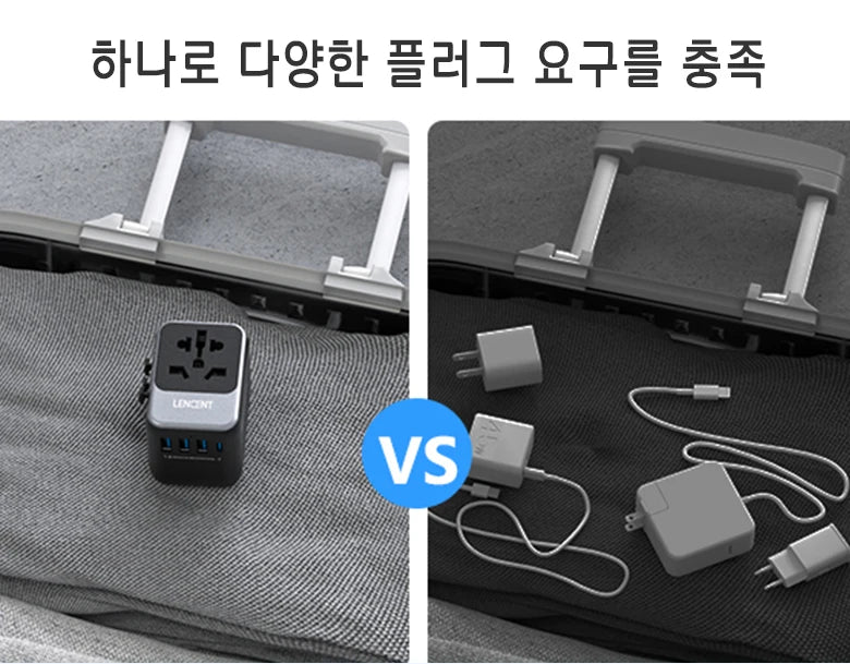 LENCENT Universal Travel Adapter with 3 USB Ports 1Type-C PD Charging All-in-one Travel Adapter EU/UK/USA/AUS Plug for Travel