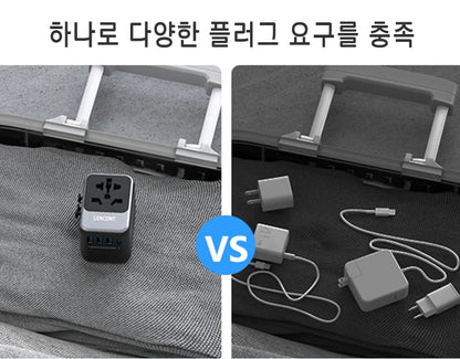 LENCENT Universal Travel Adapter with 3 USB Ports 1Type-C PD Charging All-in-one Travel Adapter EU/UK/USA/AUS Plug for Travel