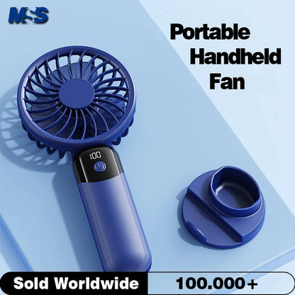 Portable Handheld Fan-LED Display Usb Fan, 6-Speed Wind, Rechargeable Portable Fan, Mini Fan for Home/Camping/Office