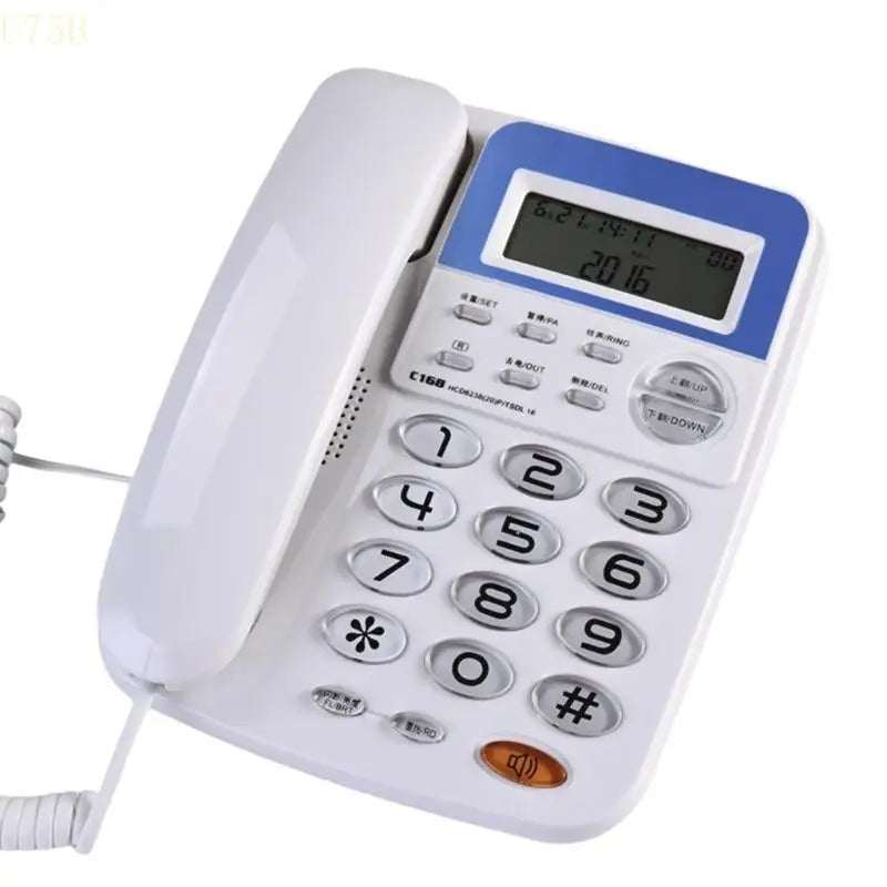 U75B C168 Office Telephone Hotel Fixed Line Phone No Need Battery Double Interfaces Corded Telephone 24 Selectable Ringtones