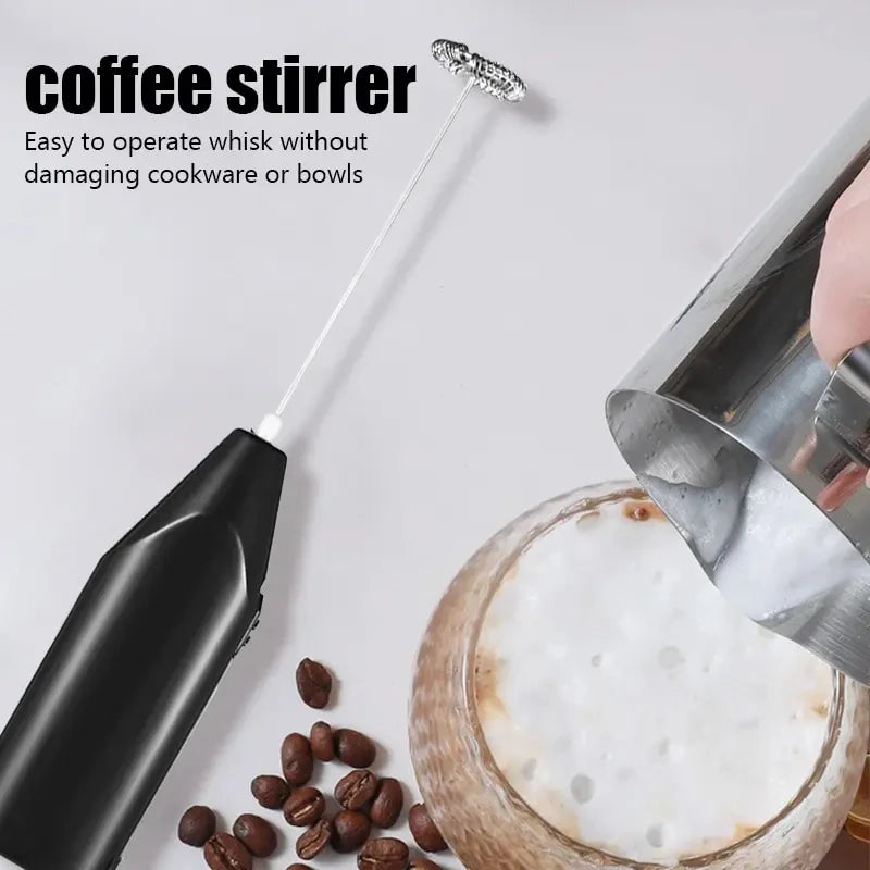 Mini Electric Milk Blender Handheld Eggbeater Stainless Steel Milk Milker Bubble Drink Stir Bar Creative Kitchen Cooking Tools