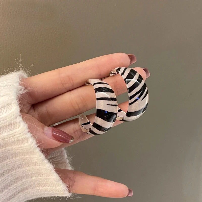 Fashion Exaggerated Zebra Pattern Acrylic Earrings For Women Personality Hypoallergenic Ear Ring Party Jewelry 2022 New Trend