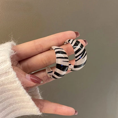 Fashion Exaggerated Zebra Pattern Acrylic Earrings For Women Personality Hypoallergenic Ear Ring Party Jewelry 2022 New Trend