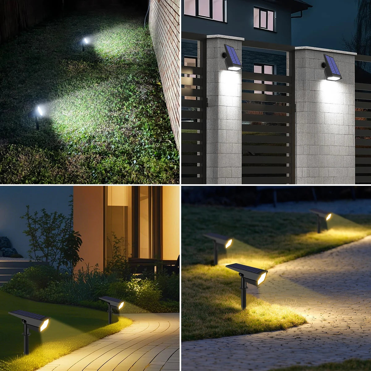 LED Outdside Lighting Light Sensor Garden Park Night Decor Lawn Pathway Solar Spotlight Walkawy Lamp White/Warm White Lights ﻿