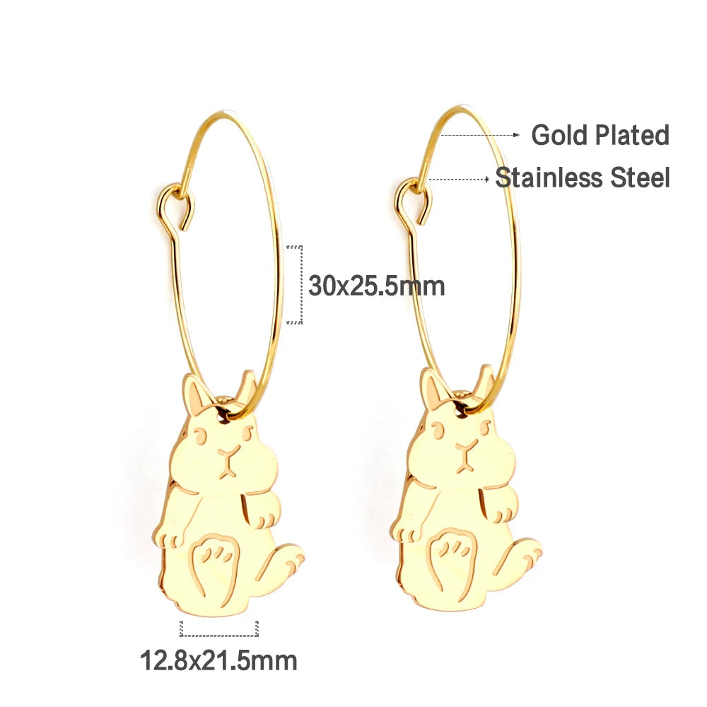 LUXUSTEEL Golden Heart style Women's Hoop Earrings Stainless Steel Female Earring Flower Star Drop Ear ring Jewelry Gifts