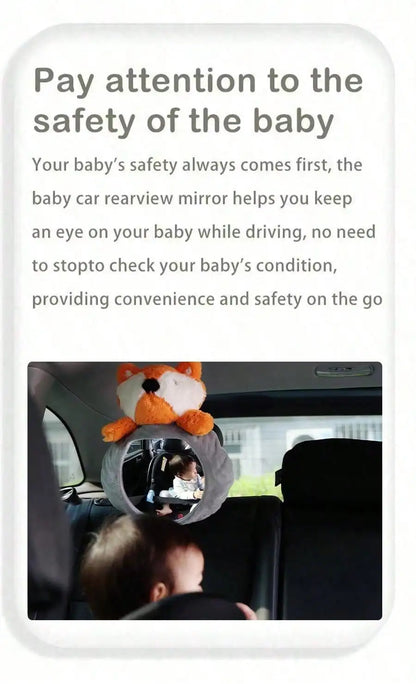 1PCS Easy View Baby Car Mirror, Safety Car Seat Cartoon doll Mirror for Rear Facing Infant, Wide Crystal Clear View,Shatterproof