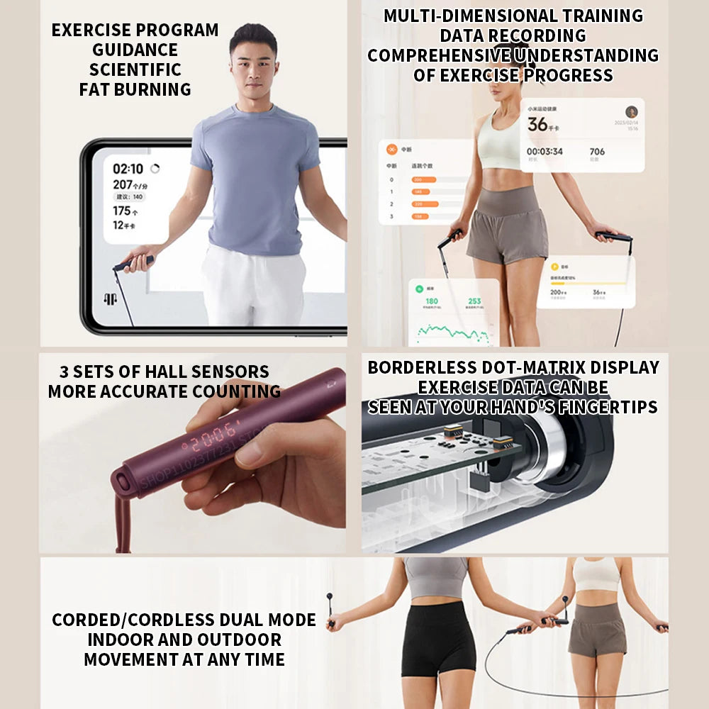 NEW Xiaomi Mijia Smart Skipping Jump Rope Counter With xiaomi Fit App Adjustable Calorie Calculation Sport Fitness Professional