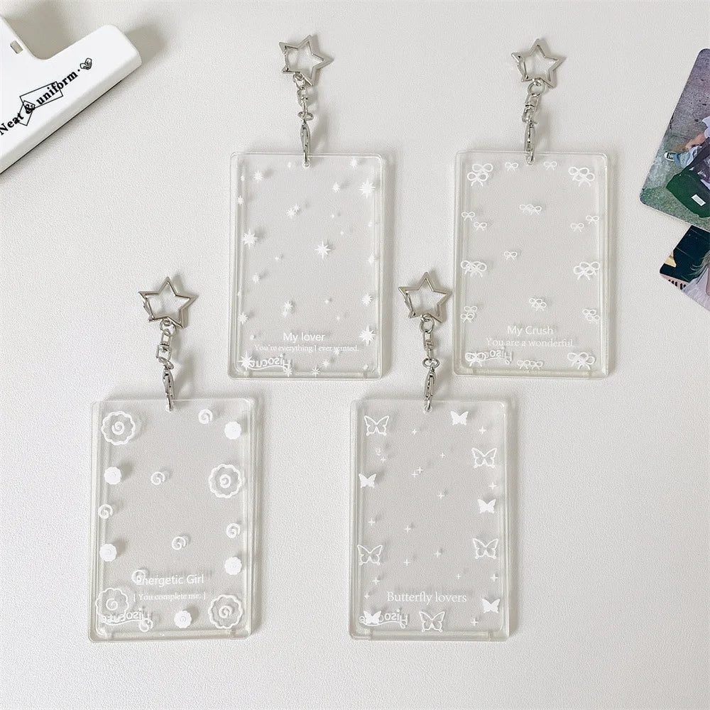 Transparent butterfly three inch hard card cover student meal card bus card pendant card package star card brick