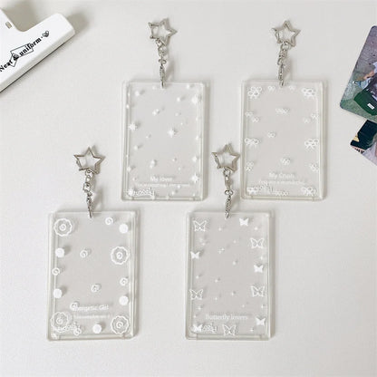 Transparent butterfly three inch hard card cover student meal card bus card pendant card package star card brick