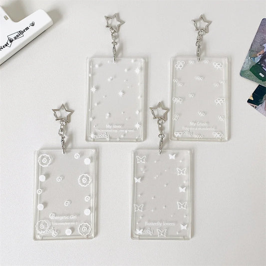 Transparent butterfly three inch hard card cover student meal card bus card pendant card package star card brick