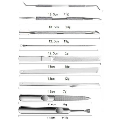 6pcs Stainless Steel Manicure Pedicure Knife To Remove Dead Skin Calluses Thick Hard Nail Clippers Acne Needle Pick Tool Set