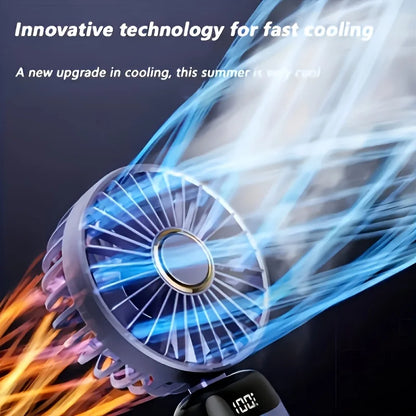 Portable Mini Fan With 6 Speeds LED USB Rechargeable Charging Small Foldable Battery Fans Handheld Desk Bedroom Indoor Outdoor