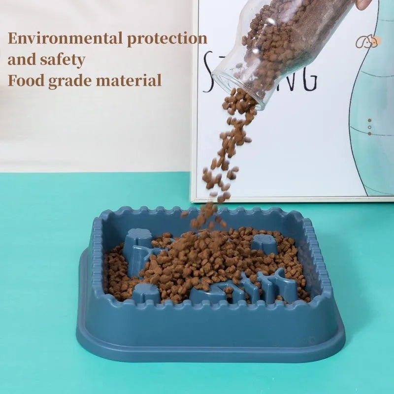 Pet Slow Food Bowl Anti-choking Feeder PP Plastic Dish Bowl Home Dog Eating Plate Anti-gulping Feeding Supplies