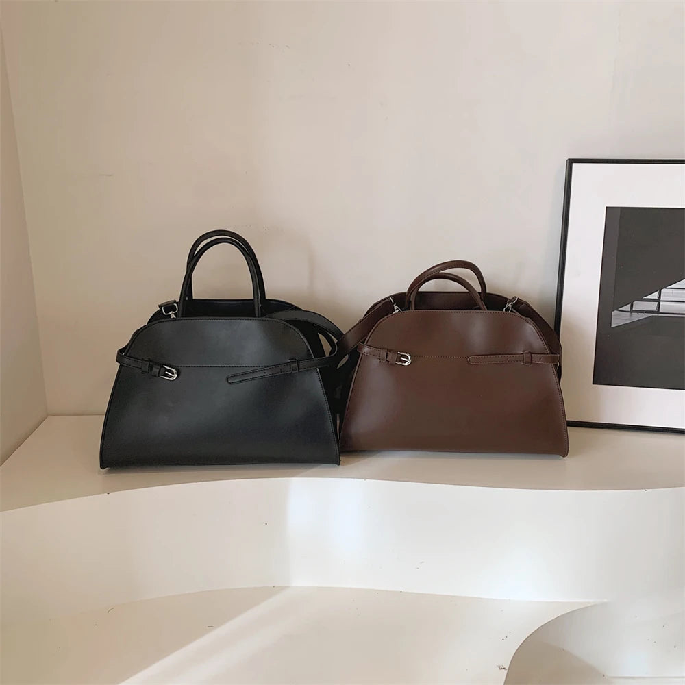 Stylish Big Top-handle Bags For Women Belt Pure Color Large Capacity Shopper Shoulder Totes 2025 Latest Luxury Designer Handbags