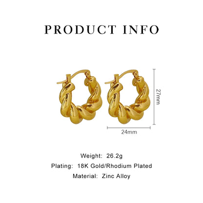 Peri'sBox Trendy Minimalist Twisted Hoop Earring for Women Gold/Silver Color Zinc Alloy Huggie Earrings бижутерия женщин Gifts