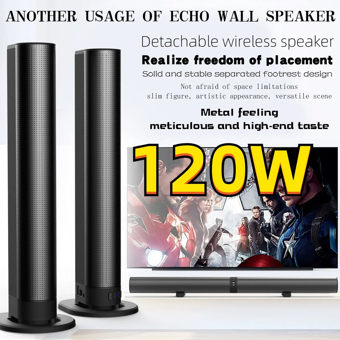 Home Theater Bluetooth Speaker HDMI/AUX/BT/OPT Connection Sound box with 2-in-1 Detachable  Sound System FM Radio TV Sound bar