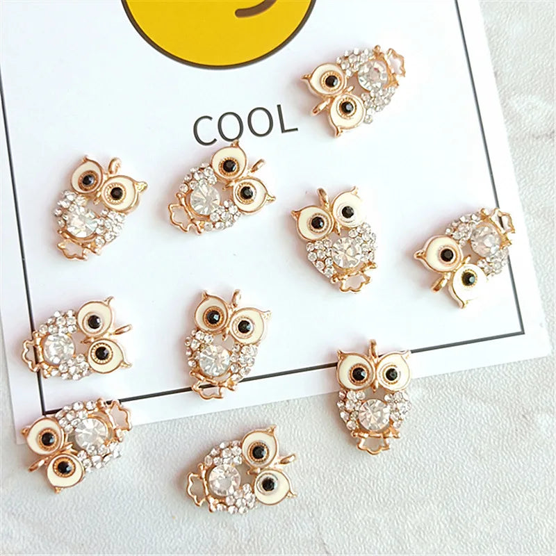 10 PCS Gold Exquisite Owl Clothing Accessories DIY Accessories Pendant Bracelet Pendant Accessories