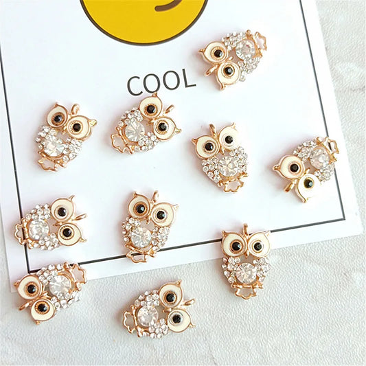 10 PCS Gold Exquisite Owl Clothing Accessories DIY Accessories Pendant Bracelet Pendant Accessories