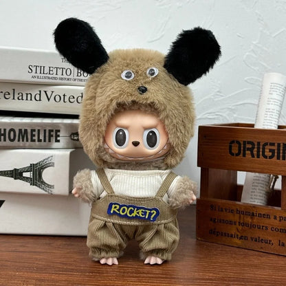 Cute Labubu Doll Costume 17 Cm Labubu Clothes Rubber-Coated Figurines Overalls Baby Dresses Summer Labubu Outfits Holiday Gift