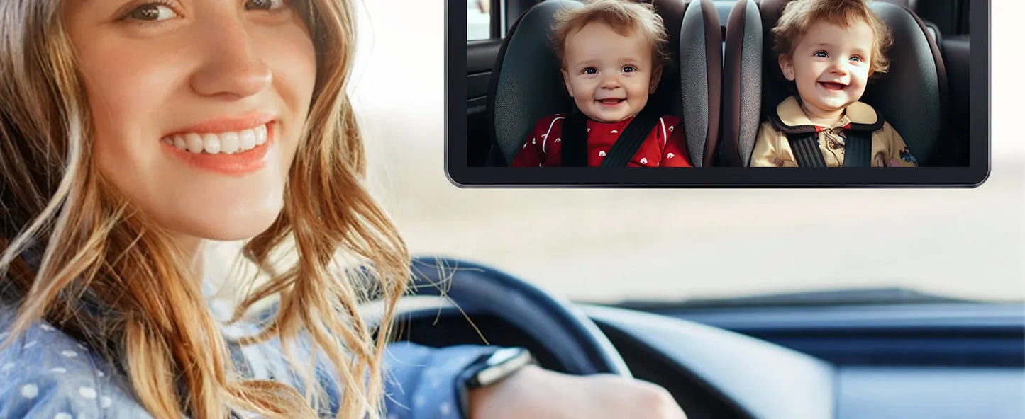 Car Baby Mirror Dual Channel Back Seat Baby Car Camera 1080P with Rear View Car Monitor 6.8'' IPS Screen Kids Pet Night Vision