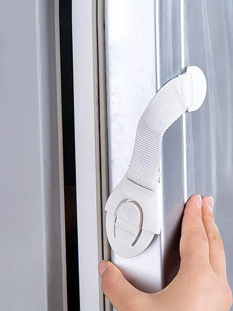 10PCS Baby Anti-Pinch Hand Safety Protection Cloth Lock Drawer Refrigerator Cabinet Door Multi-Functional Ribbon Lock Buckle