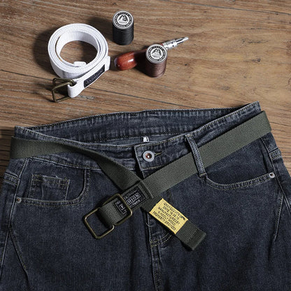 Double-loop belt men and women belt INS double-loop tide double-loop canvas Korean version of young students casual outdoo