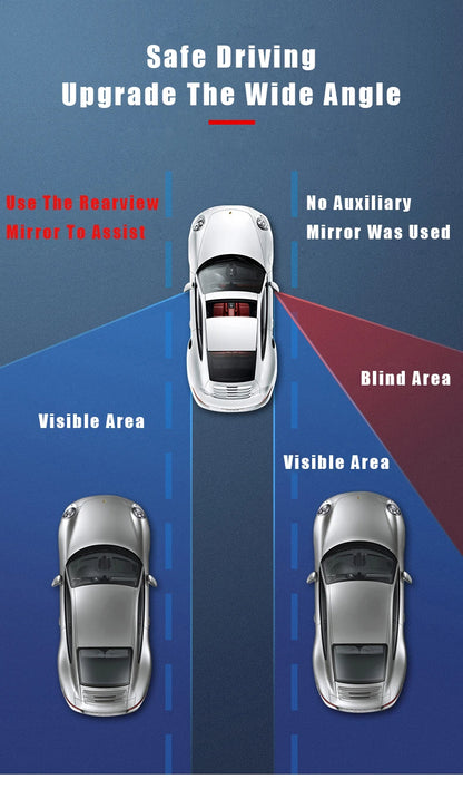Universal Car Mirror 360° Adjustable Wide Angle Side Rear Mirrors blind spot Snap way for Parking Auxiliary Rear View Mirror