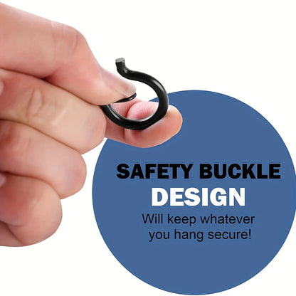 Hanger Hooks with Safety Buckle,Windproof Screw Hooks for Hanging Outdoor String Lights,Ceiling Hooks  Plants,Christmas Lights