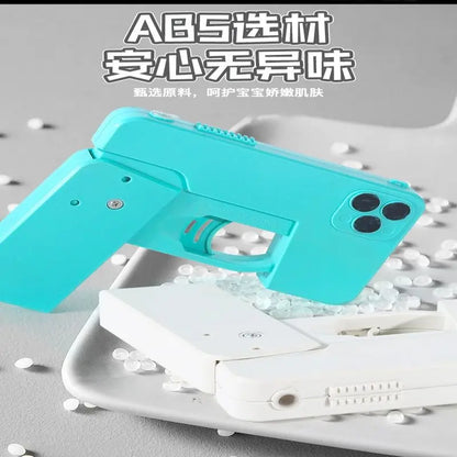 Folding mobile phone water gun, large-capacity explosions, water spray guns, boys and girls, baby water toys.