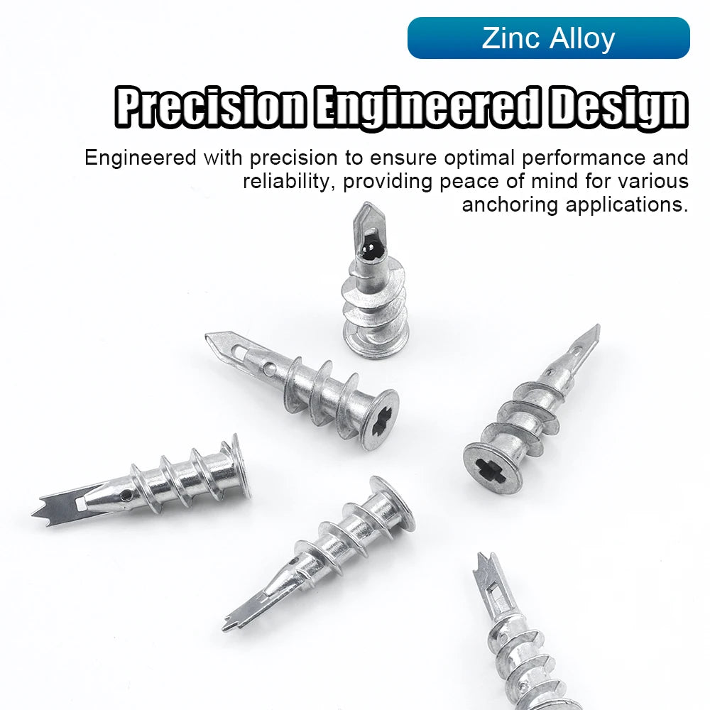 NINDEJIN 10/20/25pcs Zinc Alloy Steel Self-drilling Anchor 13*41mm Plasterboard Drywall Anchor Hollow Wall Anchor