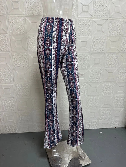 Womens Boho Pants Flare Leggings Hippie Harem Pants Yoga Pants Comfy Bohemian Flowy Hippie Clothes Trousers Bottom Palazzo Pants